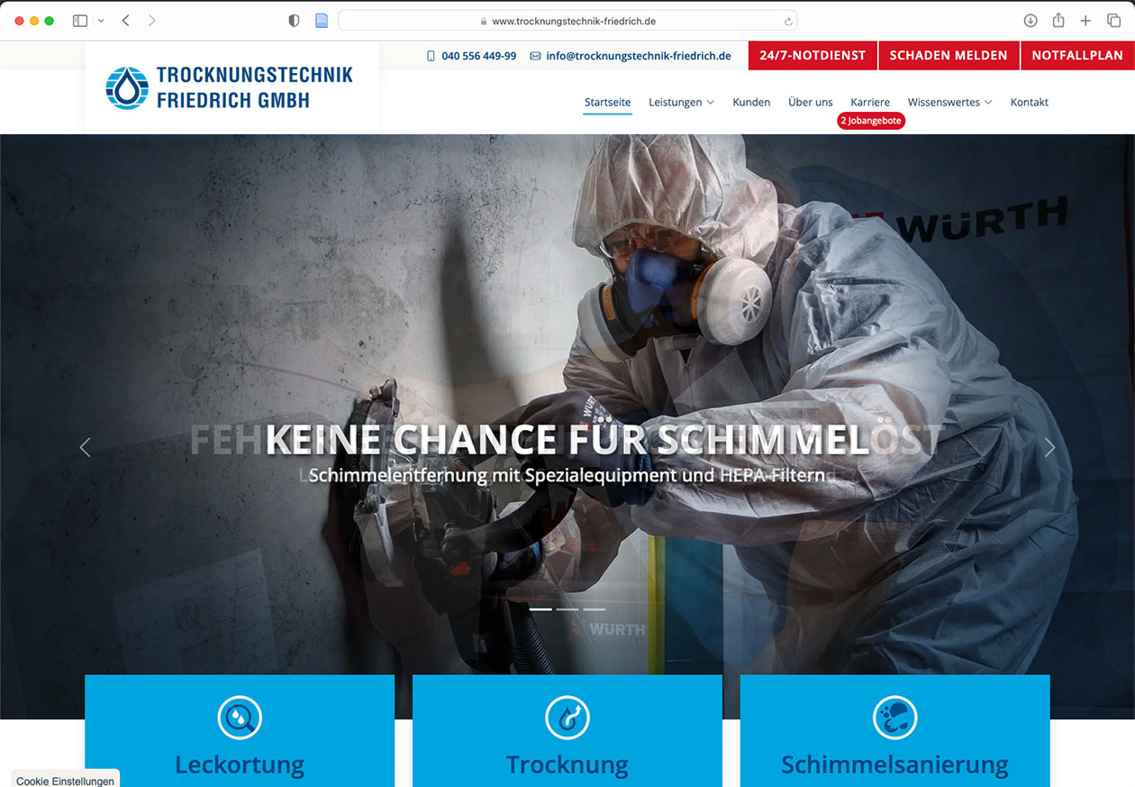 Trocknungstechnik Friedrich Handwerker-Website