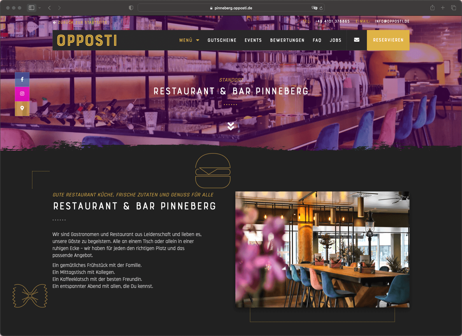 OPPOSTI Restaurant Website